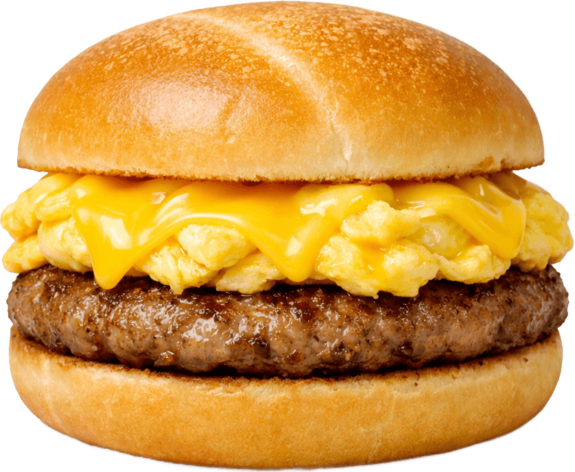 A sausage, egg and cheese sandwich on a kaiser roll