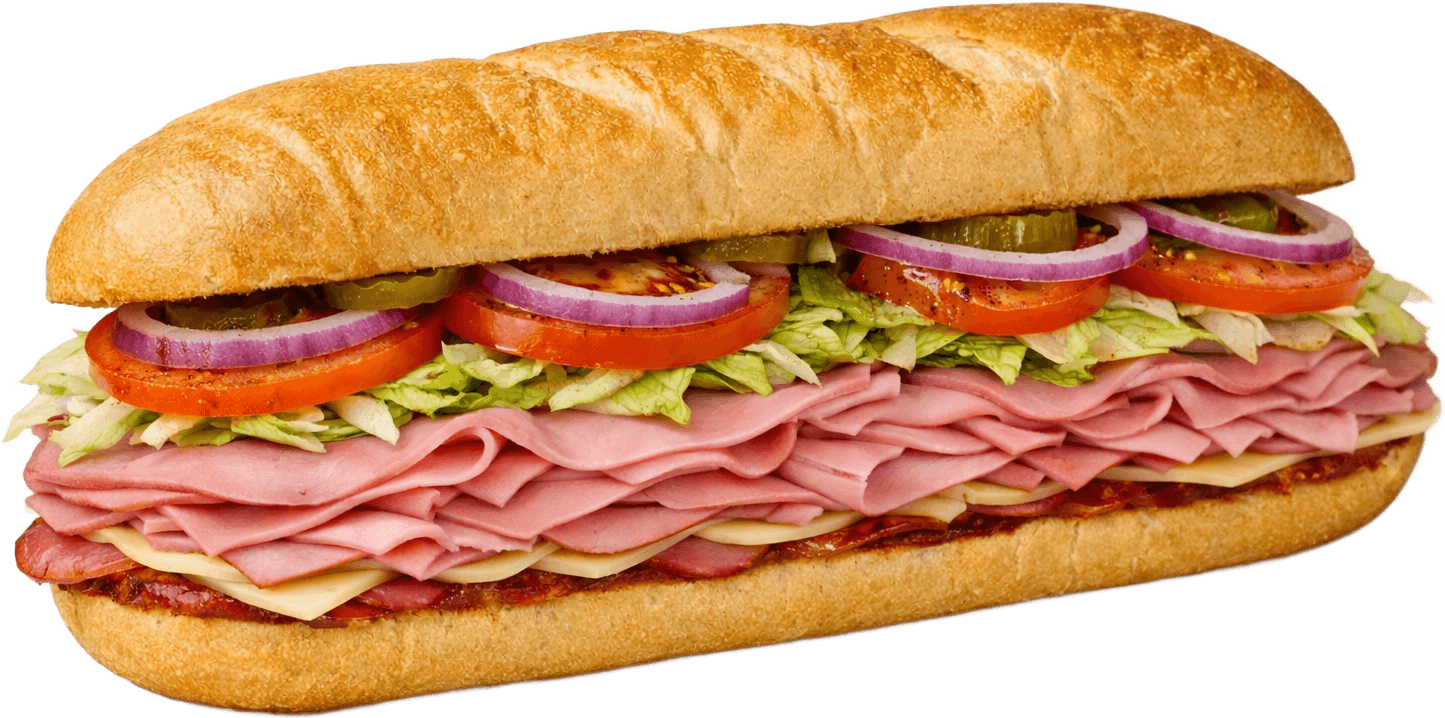 Ham and American sub with lettuce and tomato
